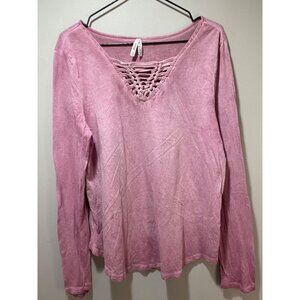 Vintage Mudd Long Sleeve Top Pink Fitted Y2K Bella Swan Womens XL Fairy Grunge
